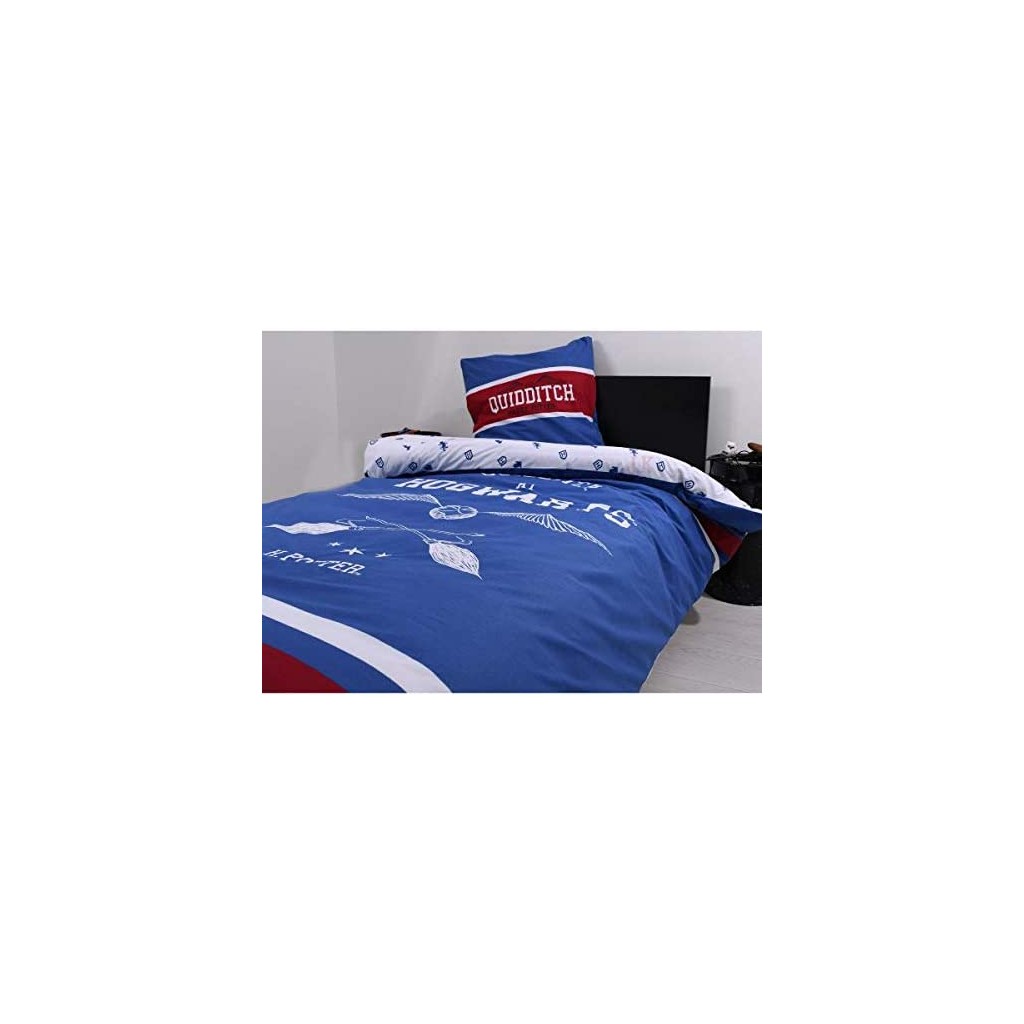 Housse de Couette Harry Potter, Quidditch, Bleu, 140x200cm, Enfant, 100% Coton