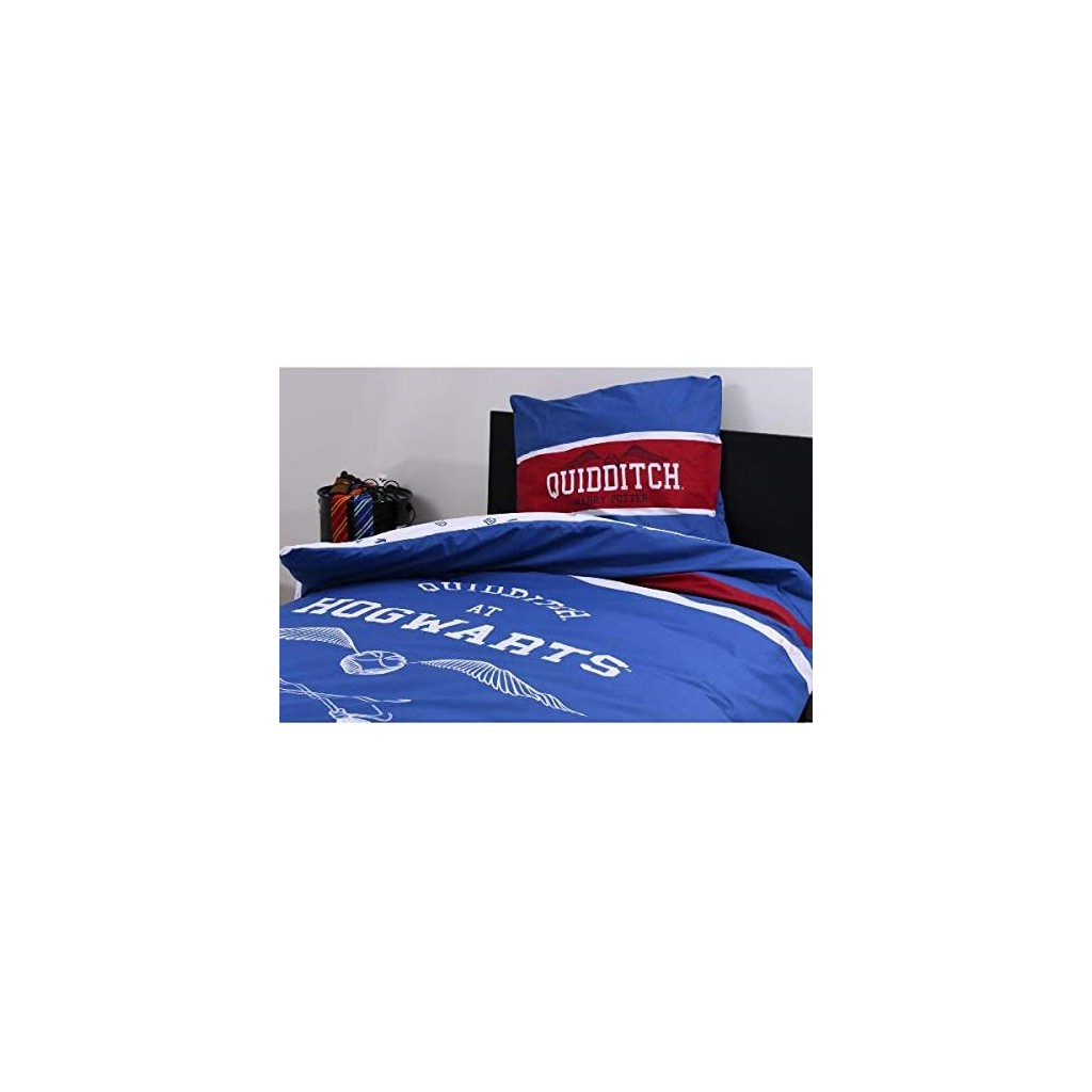 Housse de Couette Harry Potter, Quidditch, Bleu, 140x200cm, Enfant, 100% Coton