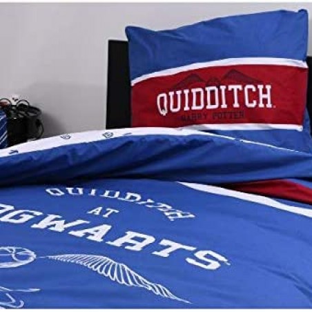 Housse de Couette Harry Potter Quidditch Bleu 140x200cm 100% Coton
