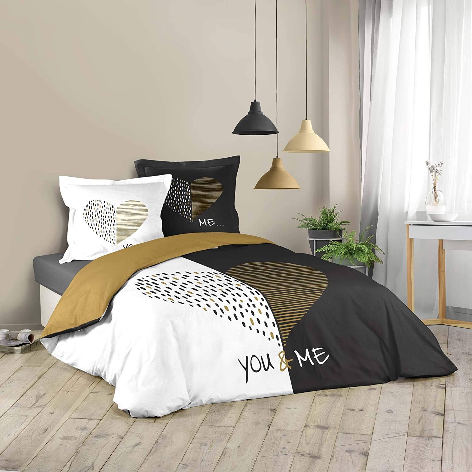 douceur d'intérieur, Parure 3 Pièces  Miu, 100% Coton