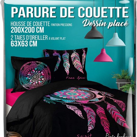 Housse de couette 200x200 + 2 taies Namaste coton - Housse de