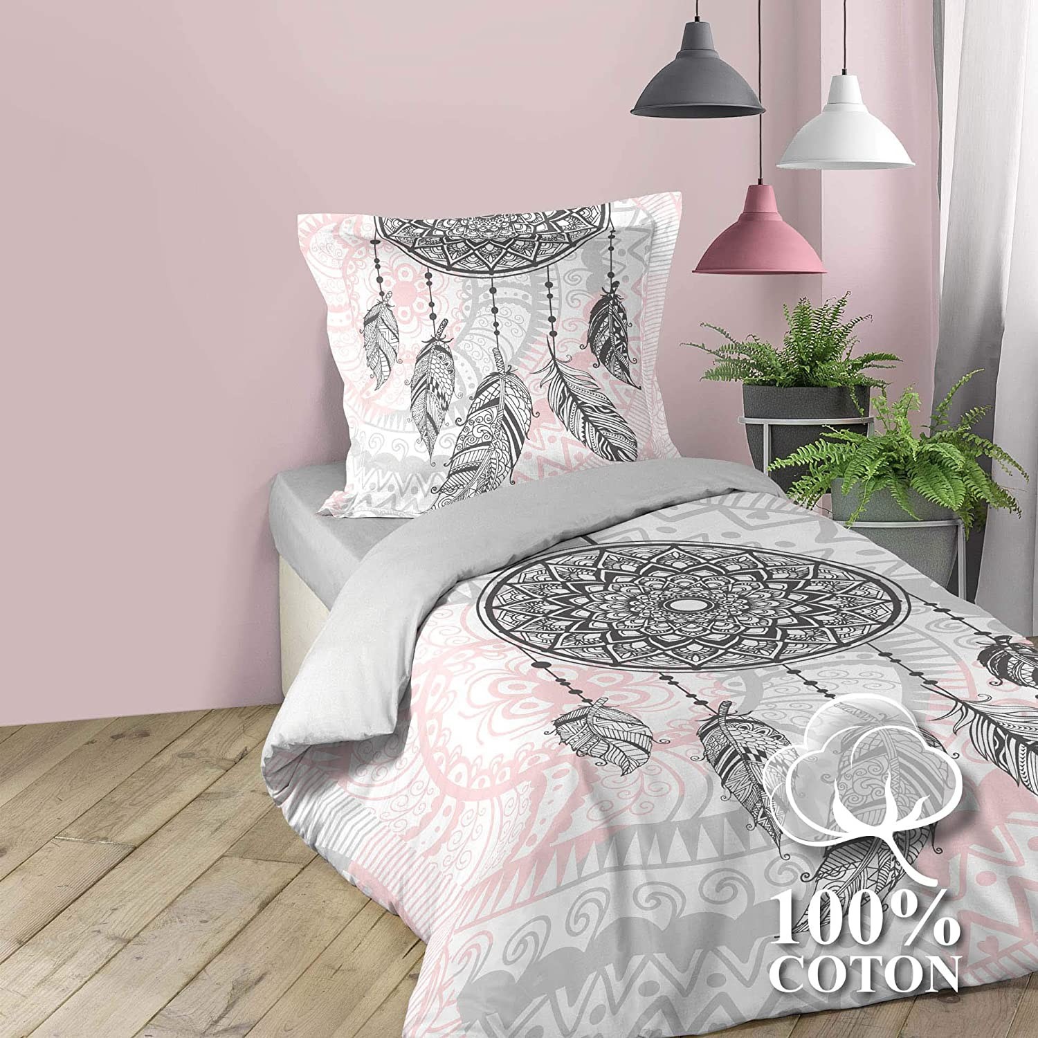 Housse de couette 140x200 cm coton SUMATRA gris Fusain